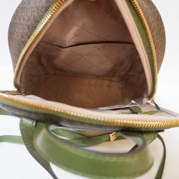 Michael Kors Medium Backpack MK Brown Green - Picture 8 of 11